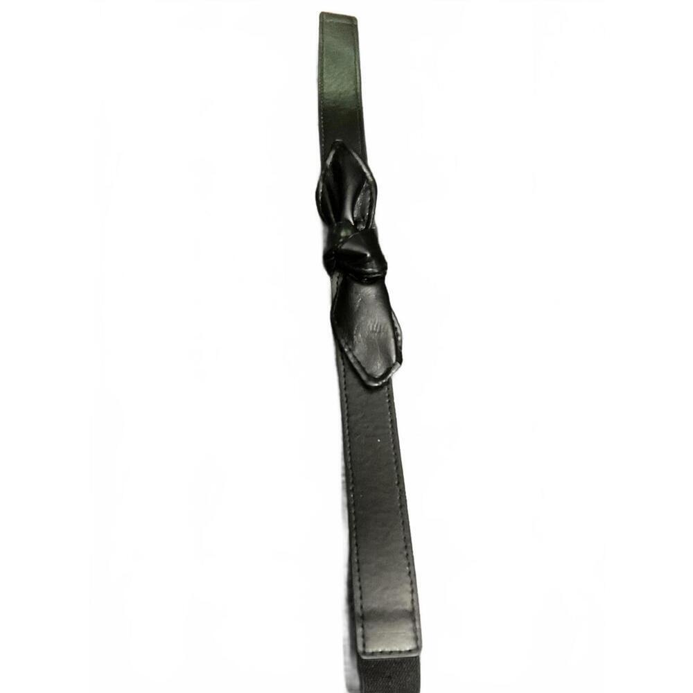 Black Leather Belt with Decorative Bow Knot XL